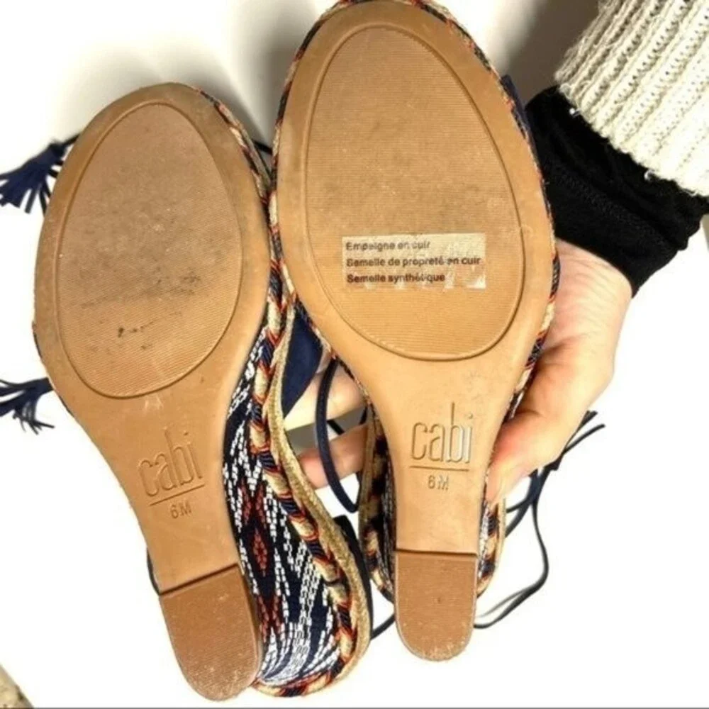 Cabi Isla Wedges Espadrille Sandal Blue Suede  6M